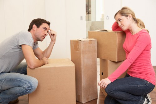 Packed removals vehicle secured for safe transport